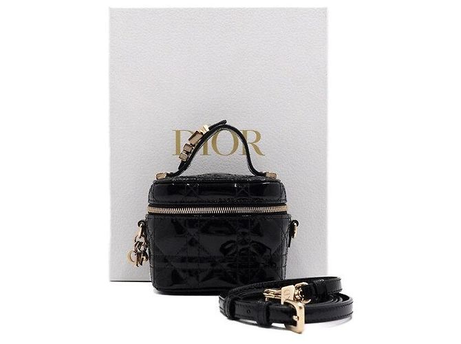 Cannage Dior Borsa a tracolla e crossbody Micro Vanity nera da donna Nero