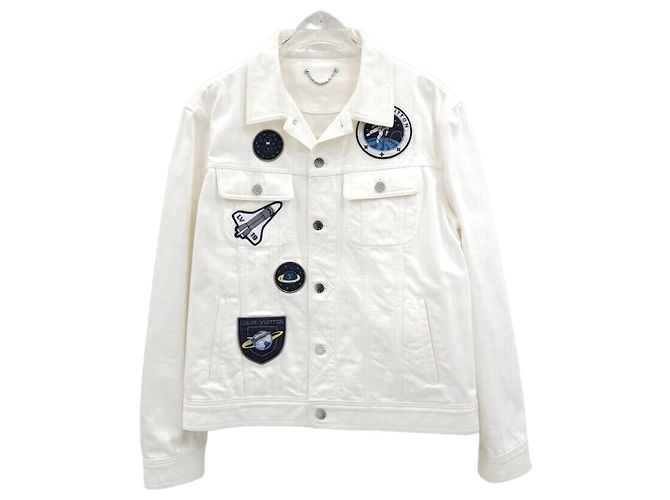 Louis Vuitton Embroidered Patch Denim Jacket Silvery