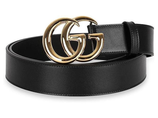 Gucci Men's Interlocking Buckle Leather Belt (Black)
