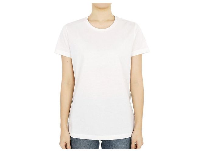 Moncler Kurzarm-T-Shirt aus Baumwolle mit Patch-Logo für Damen (Weiß) Orange