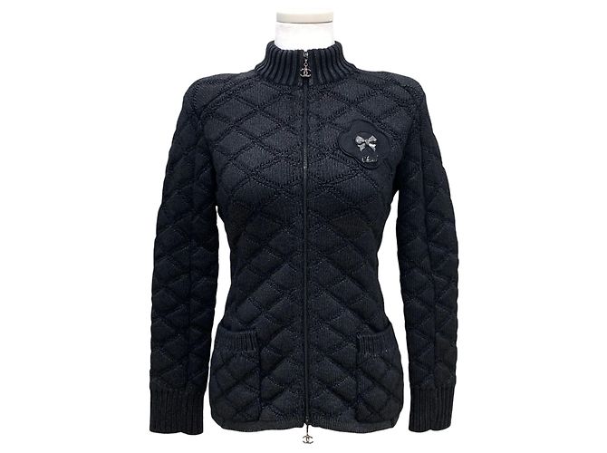 Chanel Giacca in maglia con zip Nero