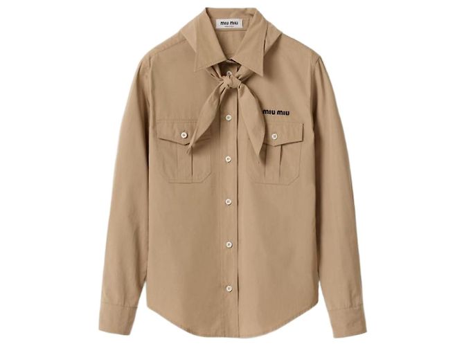 Miu Miu Camisa de popeline com estampa de lenço Laranja