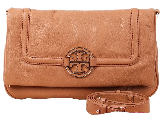 Tory Burch Borsa a tracolla Beige con logo e patta Marrone