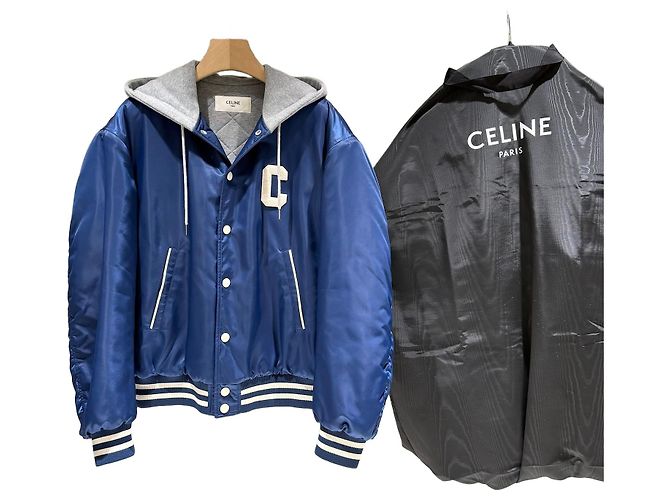 Céline Chaqueta Bomber Oversized de Teddy Azul Marino con Capucha