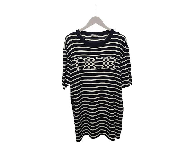 Dior Strick-T-Shirt mit schwarzem Logo-Streifen