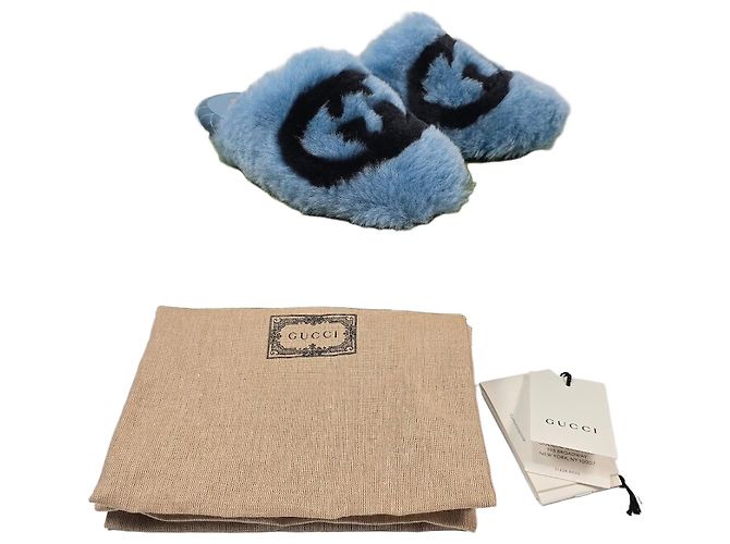 Gucci Interlocking Fur Slide Sandals Multiple colors