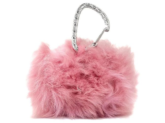 Chanel Shearling Hook Card Wallet Pink