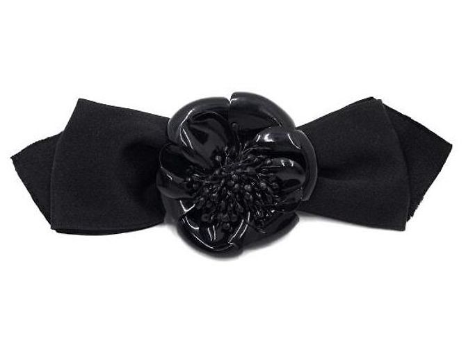 Chanel Grampo de Cabelo Camélia Preta Preto