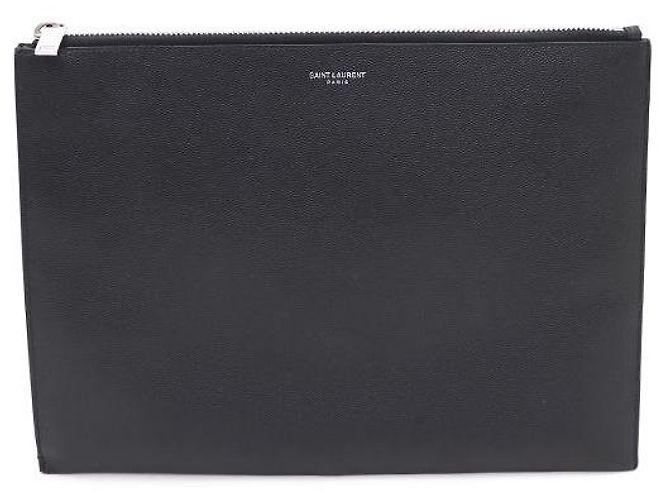 Saint Laurent Pochette de tablette et pochette à fermeture éclair classique Noir