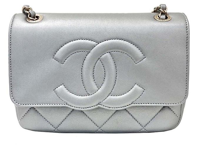 Chanel Mini borsa a tracolla in agnello Argento