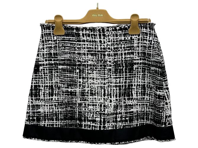 Prada Gonna in cotone e lino con logo triangle Bec Multicolore