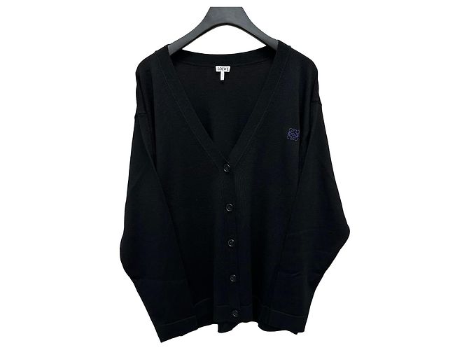 Loewe Wollstrickjacke mit Signatur-Logo Silber