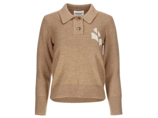 Isabel Marant Polo en maille NOLA Logo Camel Marron