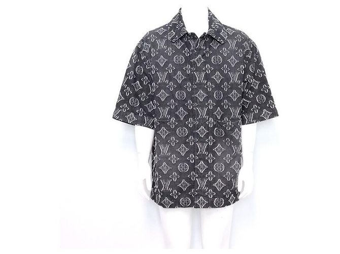 Louis Vuitton Monogramm-Chambray-Hemd mit kurzen Ärmeln Schwarz