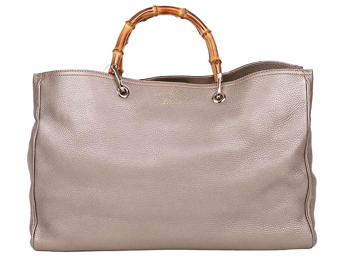 Bamboo Gucci Borsa Tote e Borsa a Spalla con Manico in Bambù Grigio Marrone