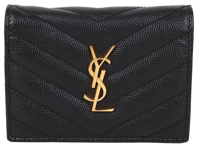 Saint Laurent YSL Gold-Plated Black Wallet