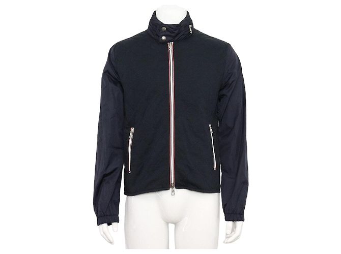 Moncler Navy Nylon Quilted Blouson Men's Jacket Blue