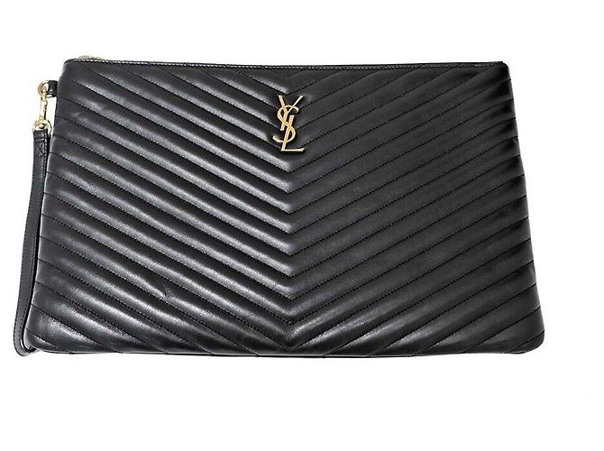 Saint Laurent Clutch Monogram Large Nero
