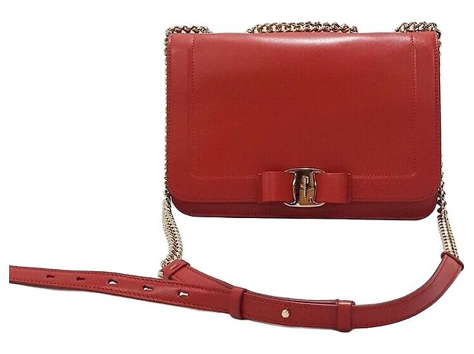 Salvatore Ferragamo Borsa a Spalla Ferragamo Barabow Flap Chain Rosso