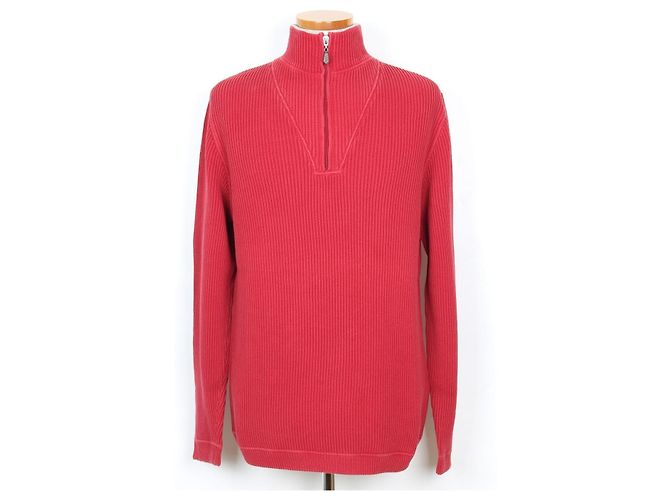 Brunello Cucinelli Strickpullover mit halbem Reißverschluss Rot 