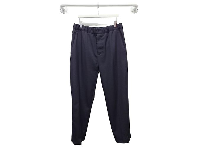 Louis Vuitton Black Signature Wool Cigarette Drawstring Pants