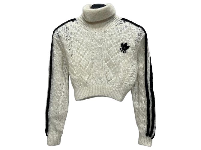 Gucci Adidas Mohair-Strickpullover Weiß 