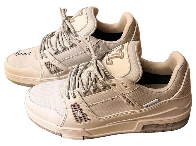 Louis Vuitton LV Trainer Sneaker Grau Orange