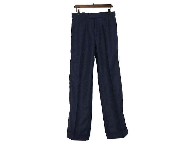Gucci Pantaloni da uomo blu navy con logo GG e tre strisce