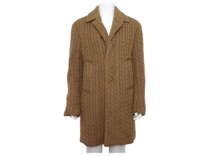 Thom Browne Camel Cable Overcoat Men's Jacket
