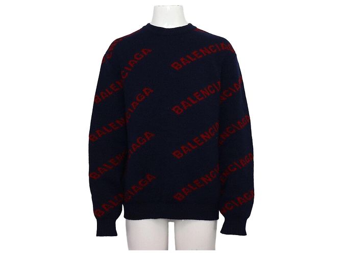 Balenciaga Maglia in maglia girocollo con multi-logo da uomo Nero