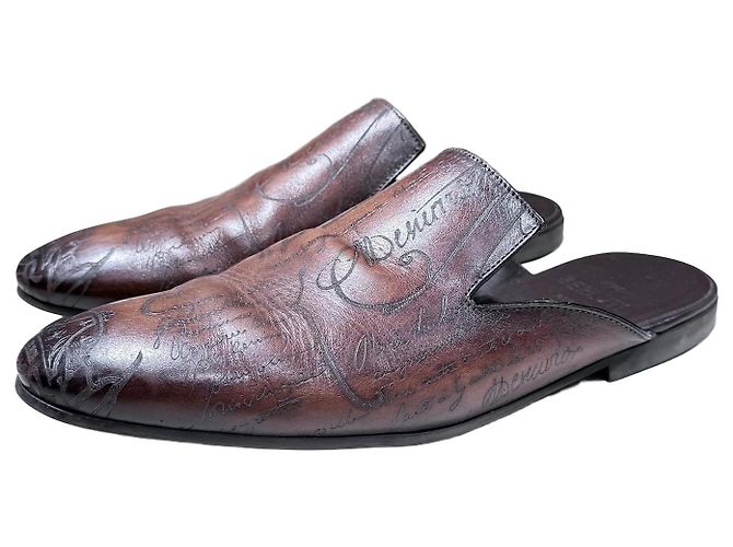 Berluti Cyrus Scripted Venetian Leather Mule Multiple colors