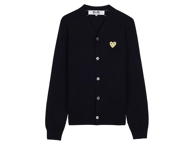 Comme Des Garcons Cardigan con toppa a cuore dorato Nero