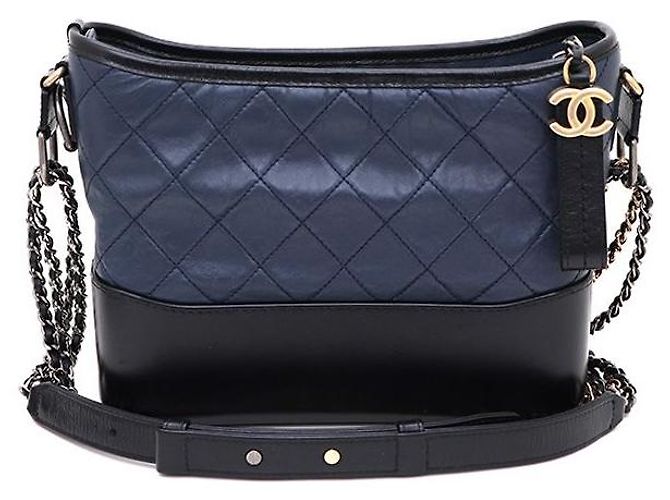 Chanel Bolsa de Ombro e Transversal New Medium Gabrielle em Pele de Vitelo Azul