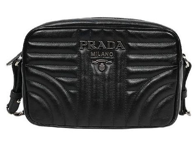 Prada Borsa a Spalla Black Diagram Chain Nero