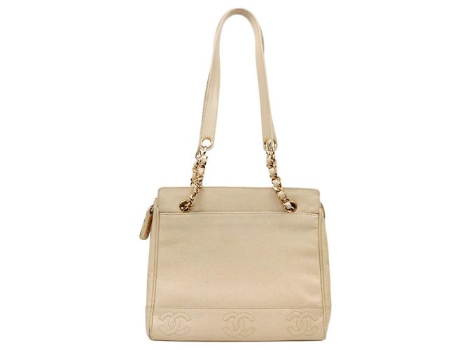 Chanel Bolsa de ombro com corrente Triple CC bege Marrom