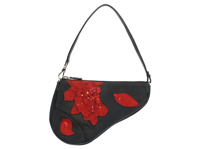 Dior Borsa a tracolla Black Rose Saddle Nero 