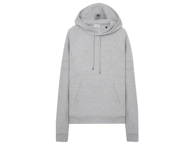Saint Laurent Logo Kapuzenpullover stamp Silber 