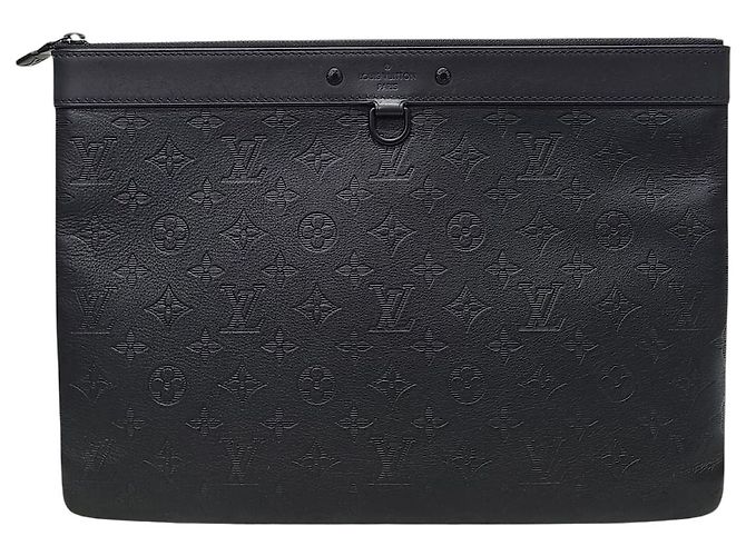 Louis Vuitton Black Pochette Monogram Shadow Clutch Bag