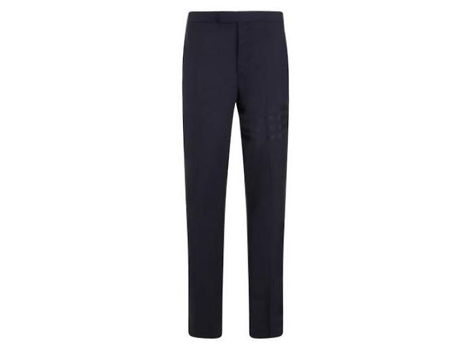Thom Browne Plain Weaving Wool Slacks with Stripe Black