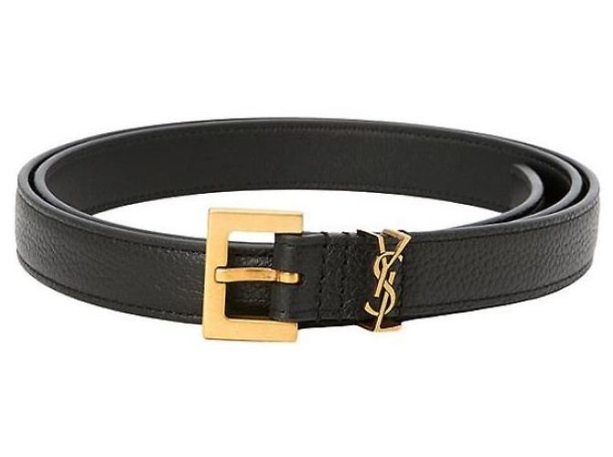 Saint Laurent Monogramm Logo Gürtel Schwarz
