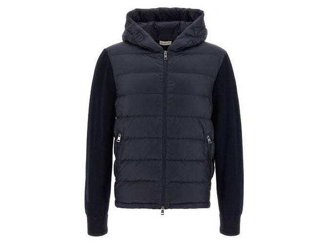 Moncler Gesteppter Kapuzenpullover mit Reißverschluss aus Wolle
