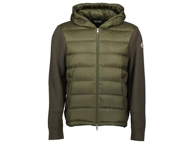 Moncler Moletom com capuz e zíper em lã acolchoada Verde