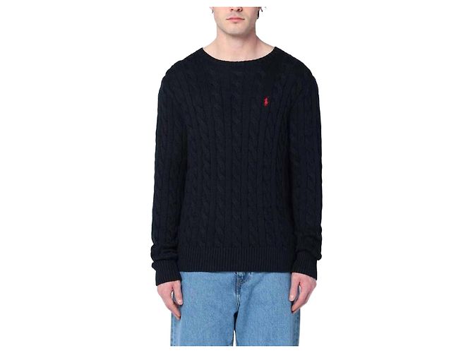 Ralph Lauren Zopfstrick mit Pony-Logo Blau