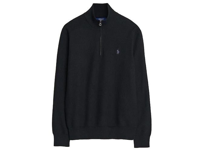 Ralph Lauren Pull à demi-zip en maille avec logo Pony Noir