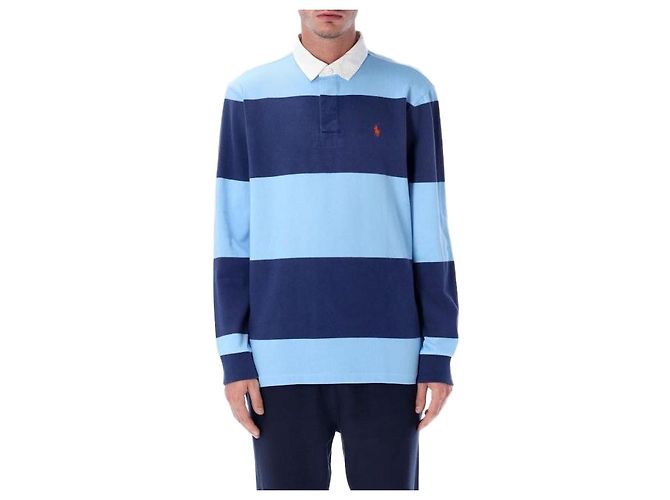 Ralph Lauren Iconic Stripe Rugby Shirt Blue