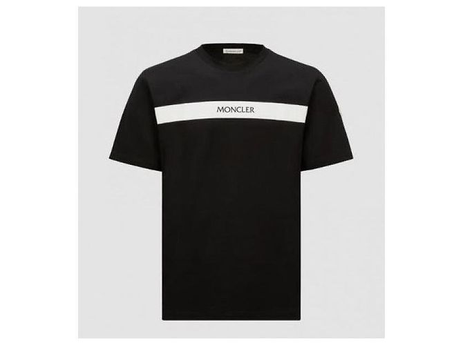 Moncler Logo Baumwoll-T-Shirt Schwarz