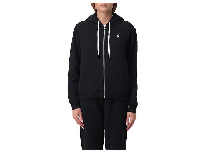 Ralph Lauren Moletom com capuz e zíper com logo Pony Preto