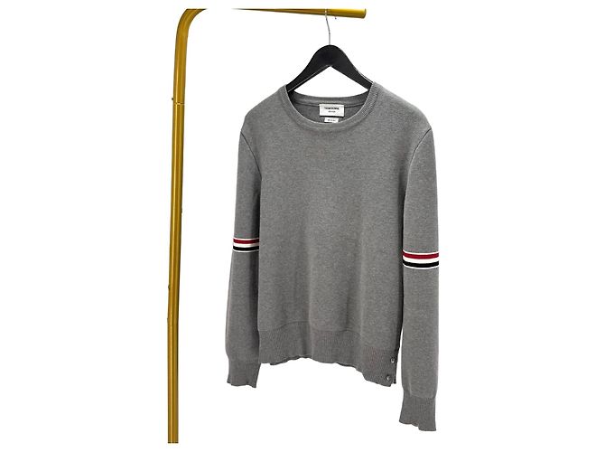 Thom Browne Milano-Strickarmband Grau Braun