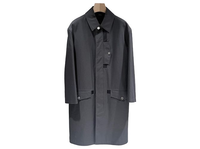 Hermès Abrigo largo de algodón gris Castaño
