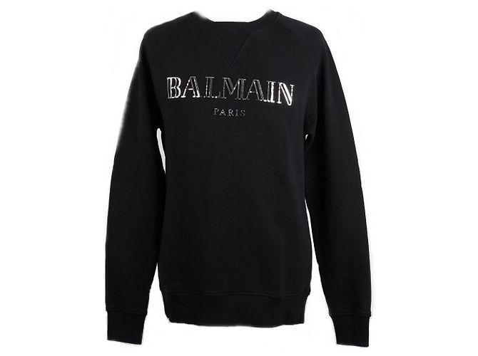 Balmain Sweatshirt mit metallischem Logo Schwarz